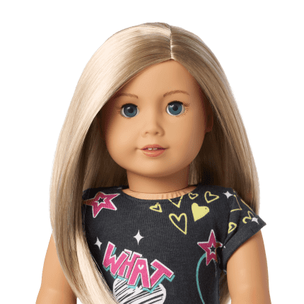 Truly Me™ 18-inch Doll #100 with layered straight blonde hair